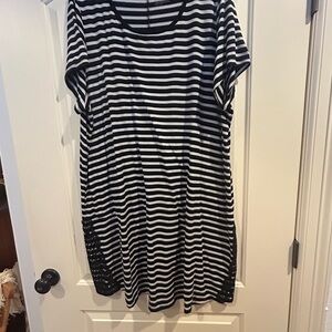 Black and White Striped Short Sleeve Tunic from Lane Bryant